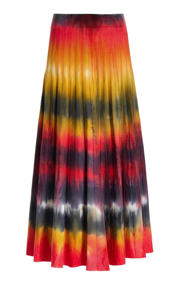 gabriela hearst Ella Knit Midi Skirt in Fire Tie Dye Cashmere