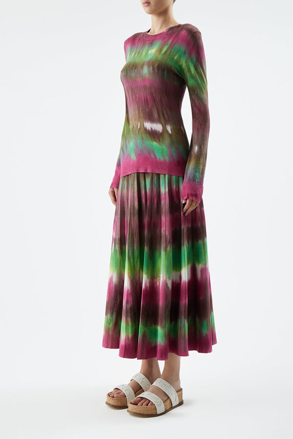 Gabriela Hearst Ella Knit Midi Skirt In Jewel Tie Dye Cashmere