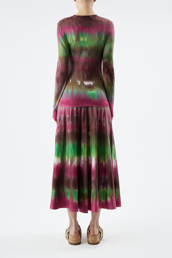 Gabriela Hearst Ella Knit Midi Skirt In Jewel Tie Dye Cashmere