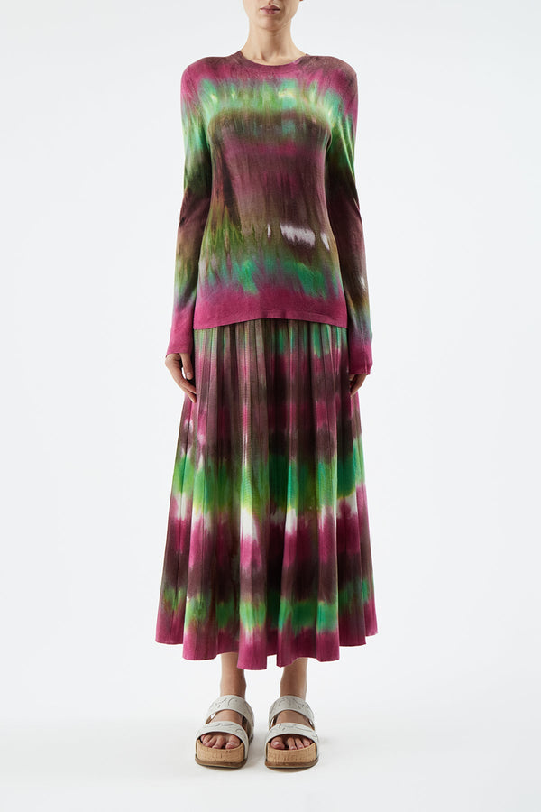 Gabriela Hearst Ella Knit Midi Skirt In Jewel Tie Dye Cashmere