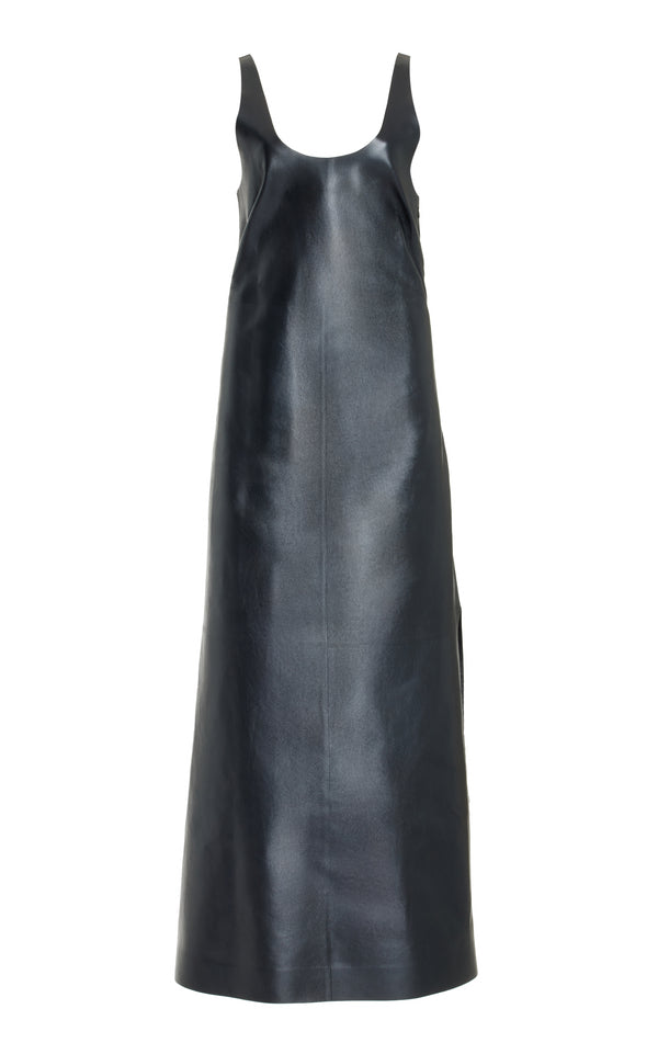 gabriela hearst Ellson Maxi Dress in Black Metallic Nappa Leather