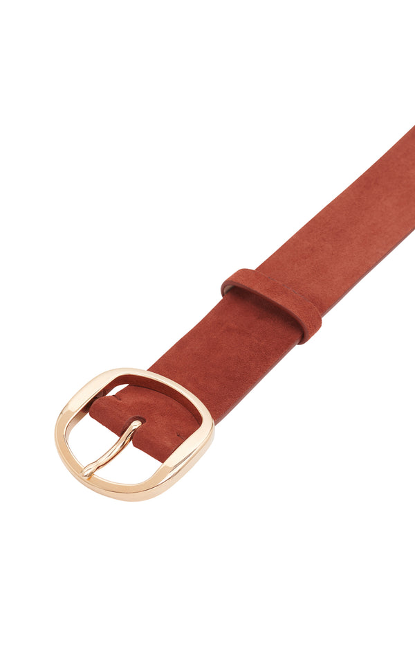 Gabriela Hearst Elster Buckle Belt In Burnt Sienna Suede