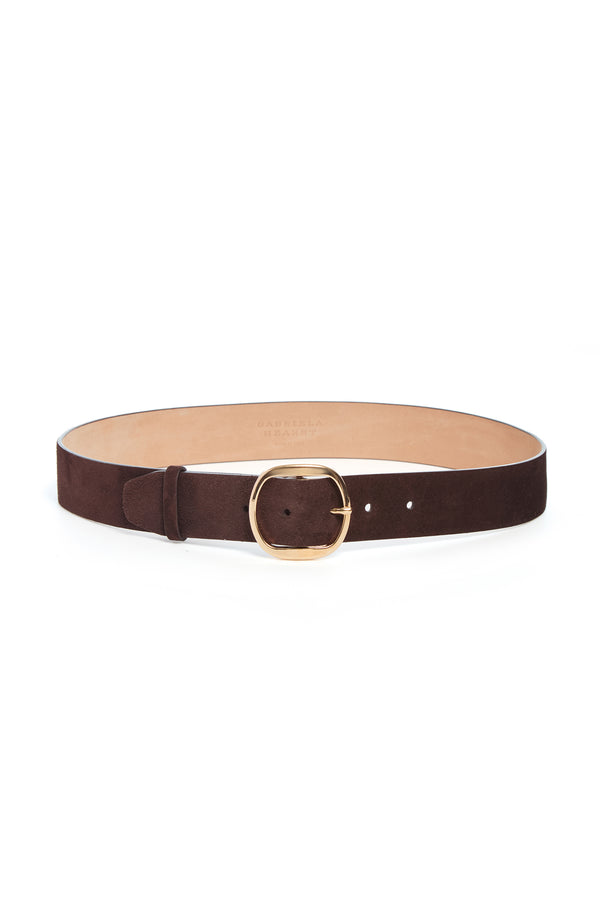 gabriela hearst Elster Buckle Belt in Dark Brown Suede