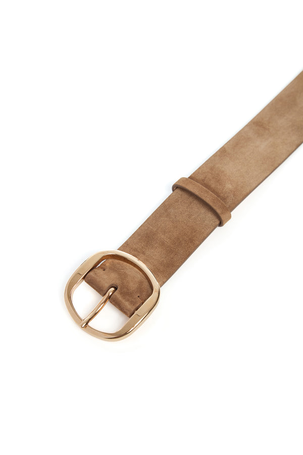 Gabriela Hearst Elster Buckle Belt In Dark Sand Suede