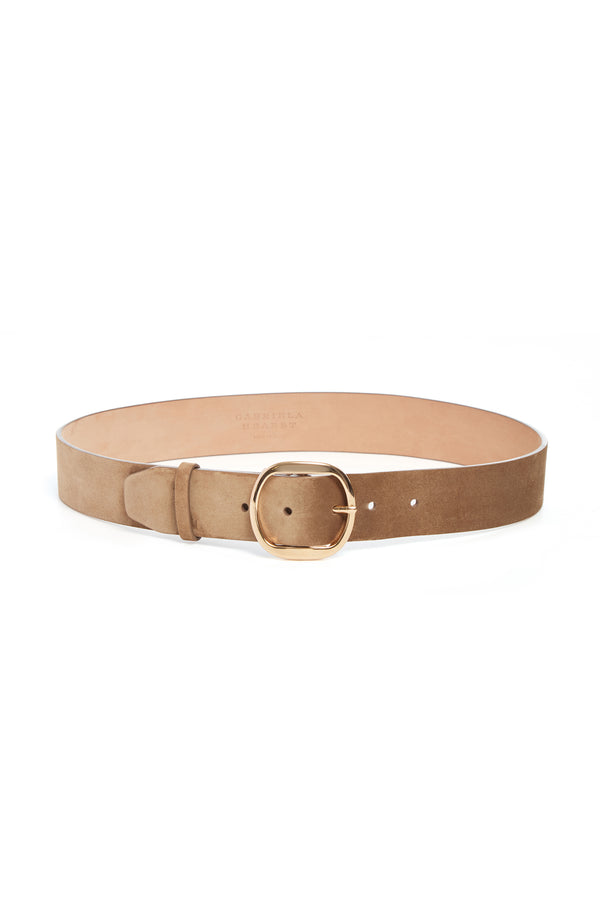 Gabriela Hearst Elster Buckle Belt In Dark Sand Suede