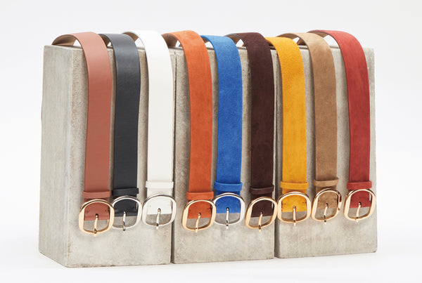Gabriela Hearst Elster Buckle Belt In Golden Birch Suede