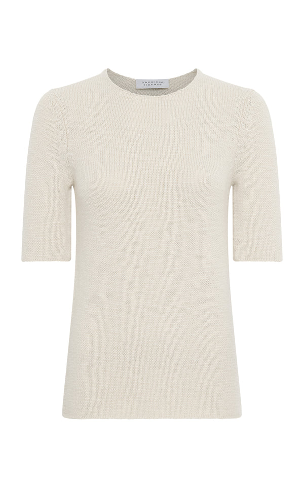 gabriela hearst Embla Knit T-Shirt in Ivory Cashmere