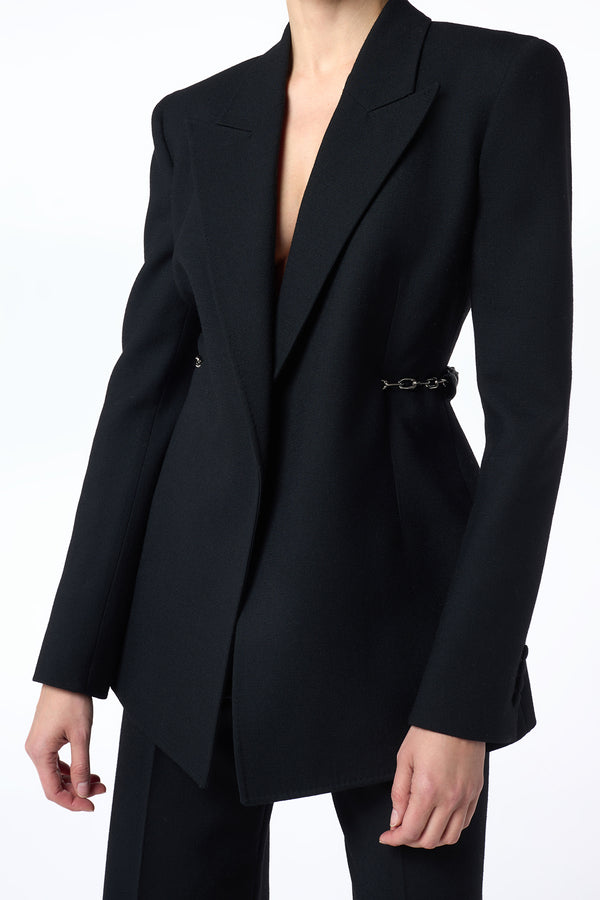 Gabriela Hearst Epona Chain Blazer In Black Recycled Virgin Wool