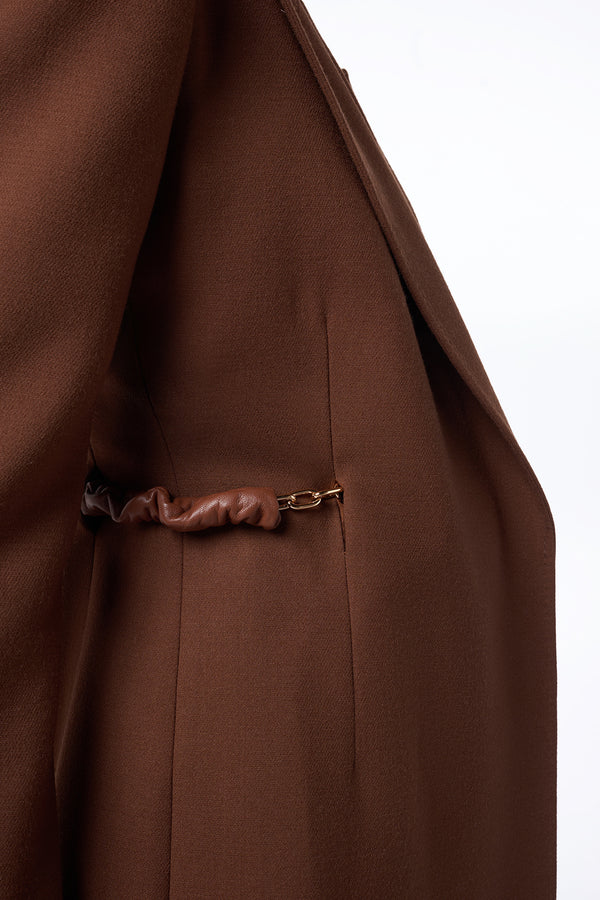 Gabriela Hearst Epona Chain Blazer In Cognac Recycled Virgin Wool