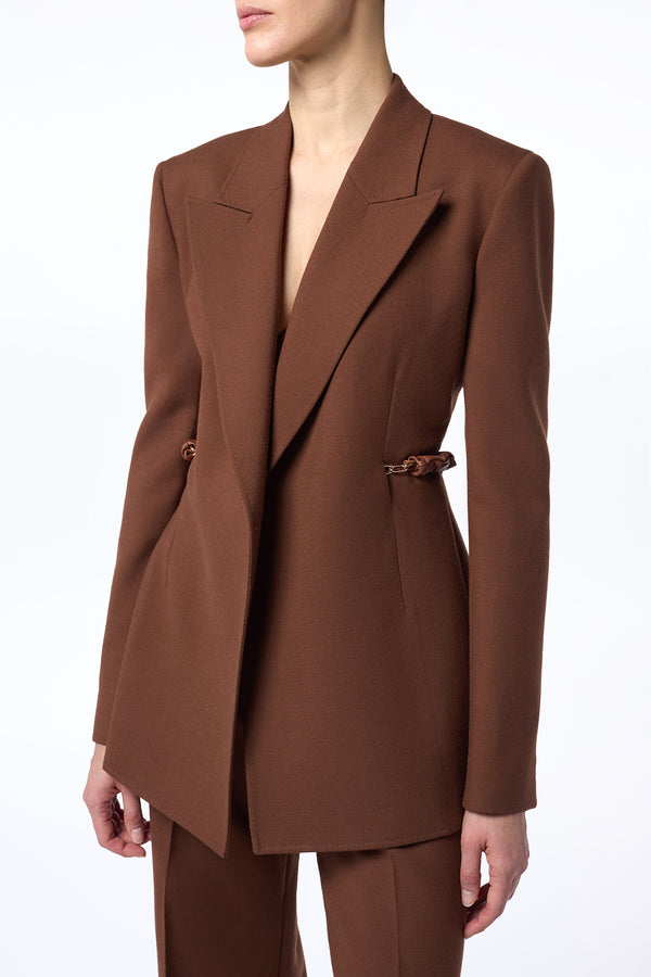Gabriela Hearst Epona Chain Blazer In Cognac Recycled Virgin Wool