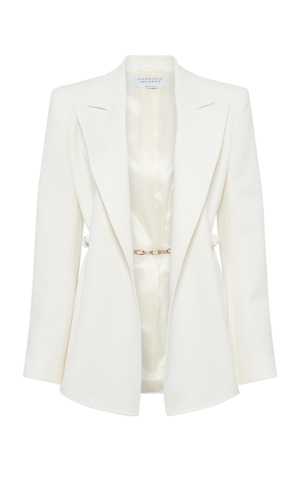 Gabriela Hearst Epona Chain Blazer In Ivory Recycled Virgin Wool