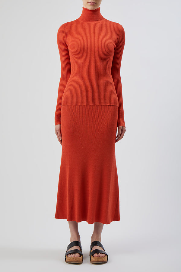 Gabriela Hearst Epper Knit Midi Skirt In Spice Cashmere Silk