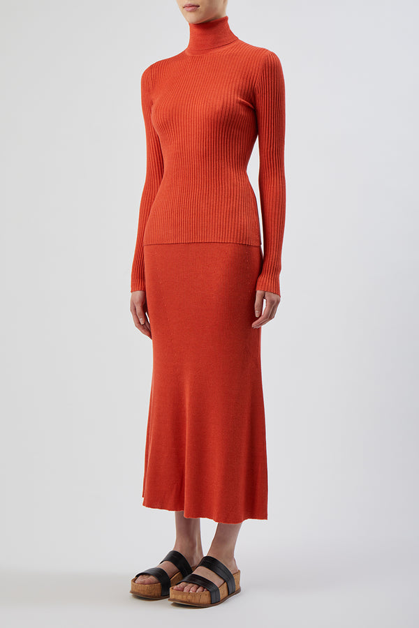 Gabriela Hearst Epper Knit Midi Skirt In Spice Cashmere Silk