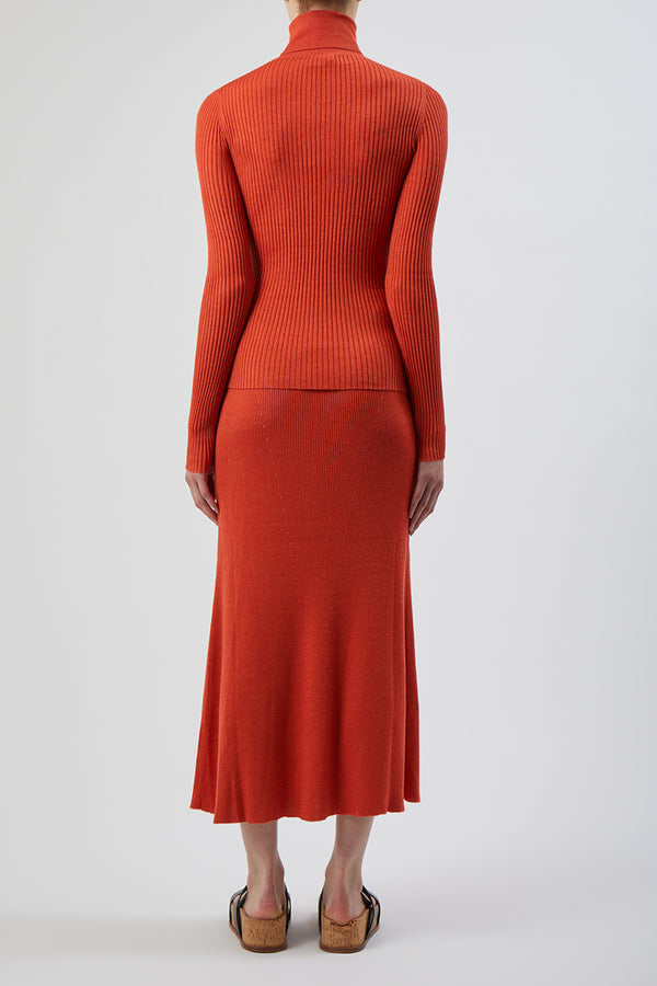 Gabriela Hearst Epper Knit Midi Skirt In Spice Cashmere Silk