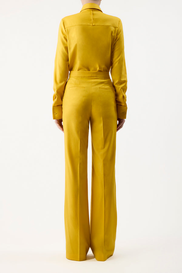 Gabriela Hearst Etlin Shirt In Golden Birch Superfine Wool