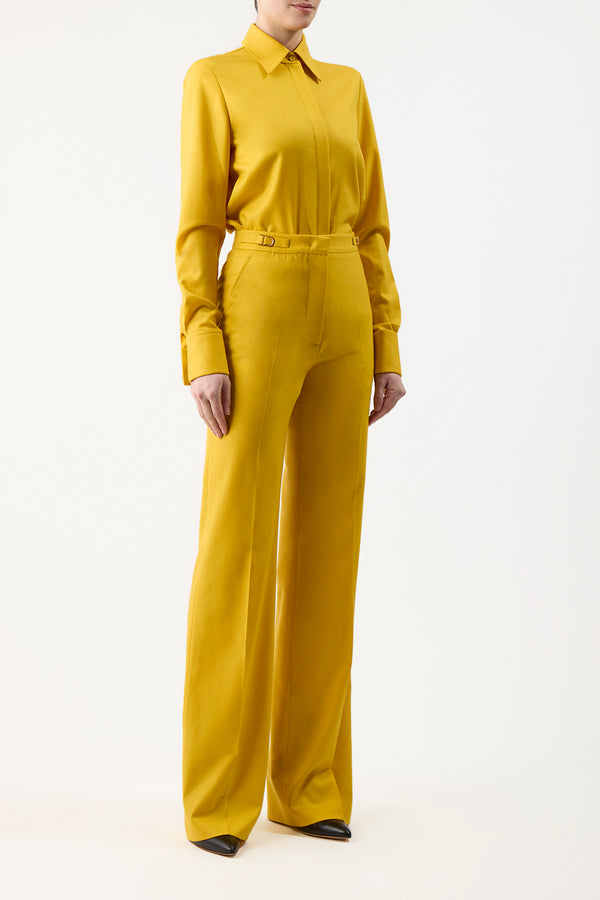 Gabriela Hearst Etlin Shirt In Golden Birch Superfine Wool