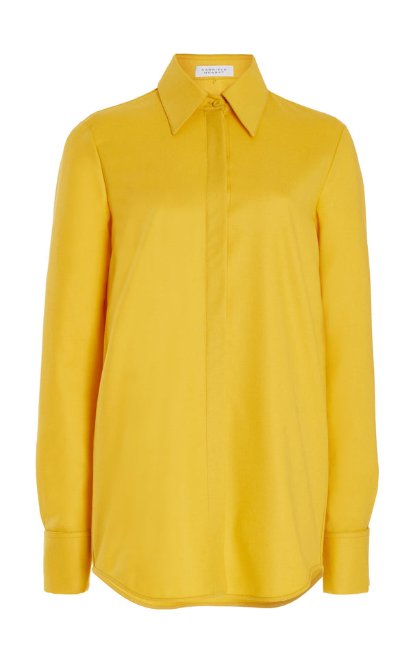 gabriela hearst Etlin Shirt in Golden Birch Superfine Wool
