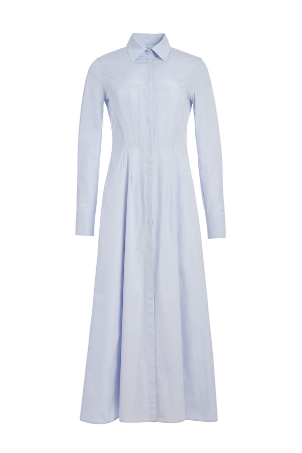 gabriela hearst Eugene Maxi Shirtdress in Light Blue Sea Island Cotton