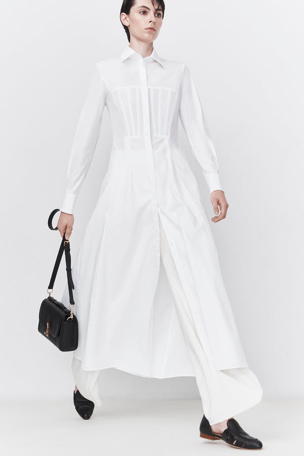 Gabriela Hearst Eugene Maxi Shirtdress In White Sea Island Cotton