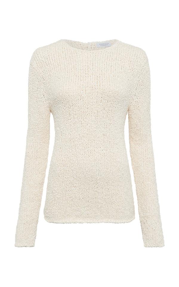 gabriela hearst Evaki Knit Sweater in Ivory Silk Boucle