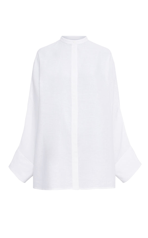 gabriela hearst Everett Oversized Shirt in White Aloe Linen