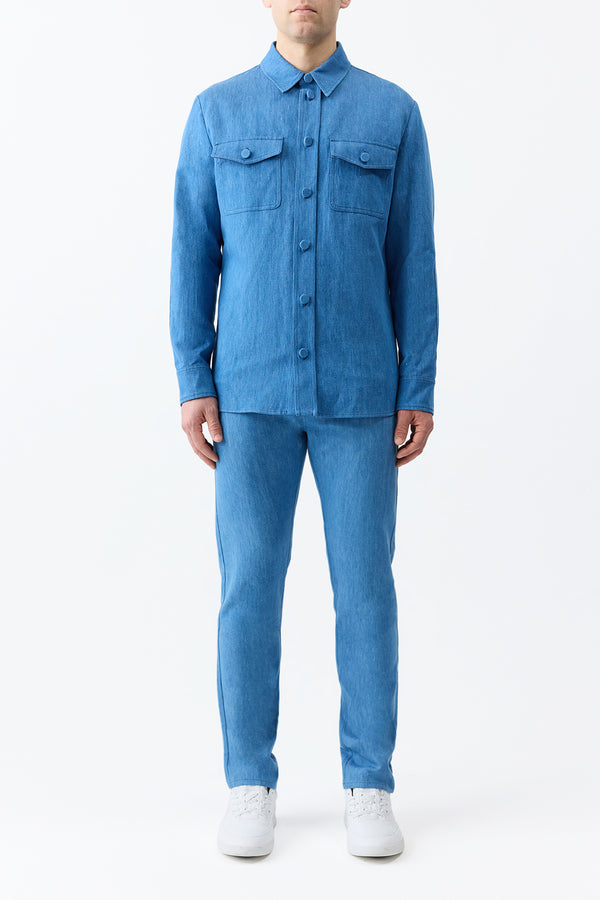 Gabriela Hearst Everly Overshirt In Light Blue Recycled Cotton Linen Denim