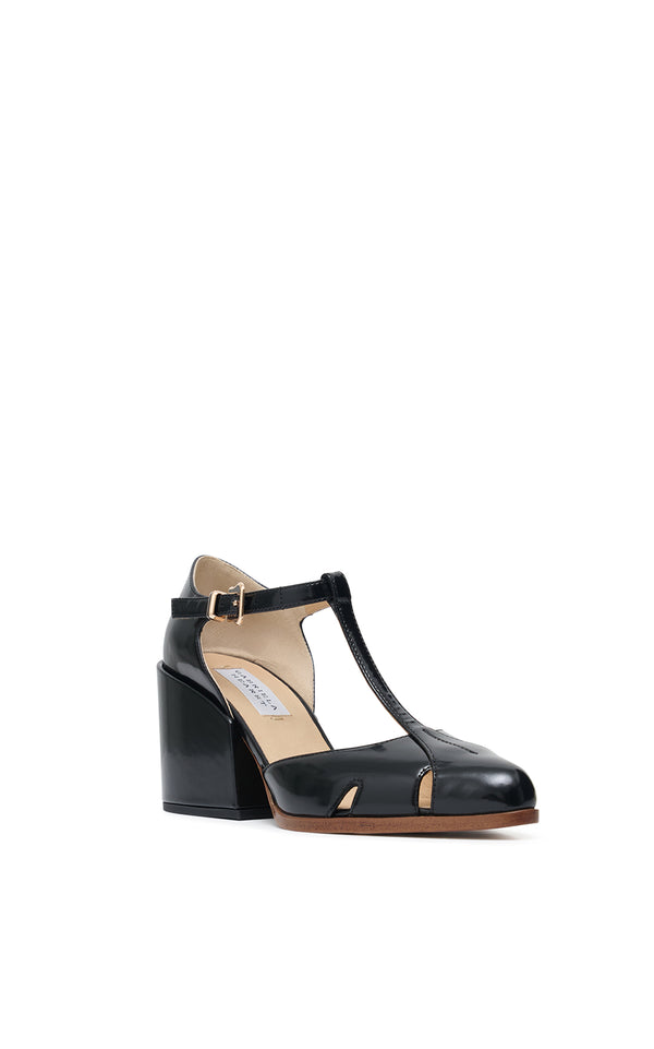 Gabriela Hearst Evita T-Strap Heel In Black Leather