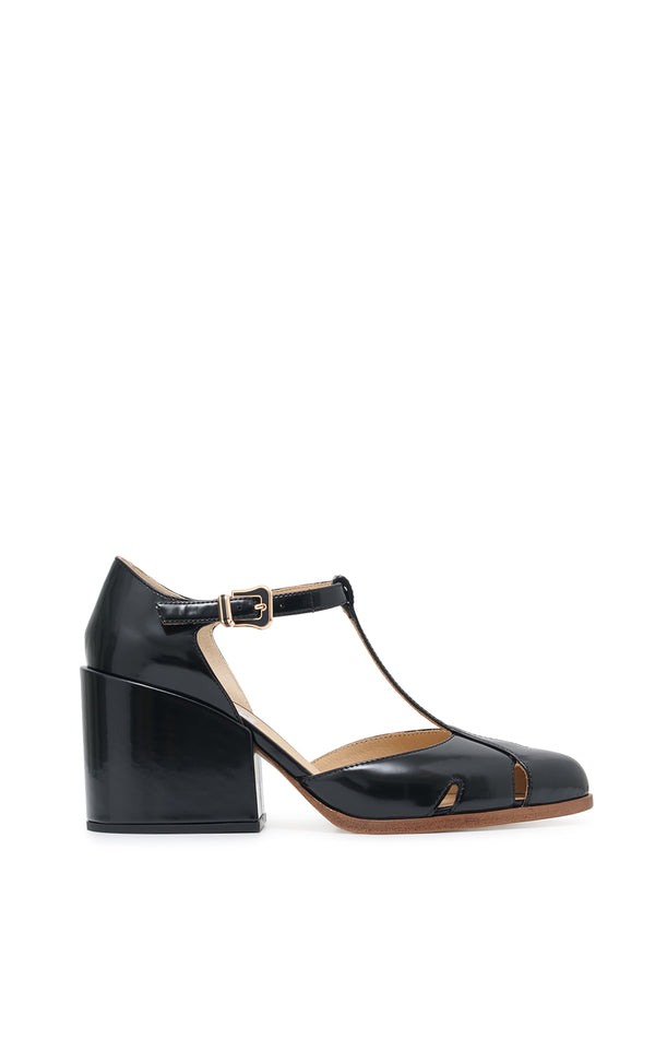 gabriela hearst Evita T-Strap Heel in Black Leather