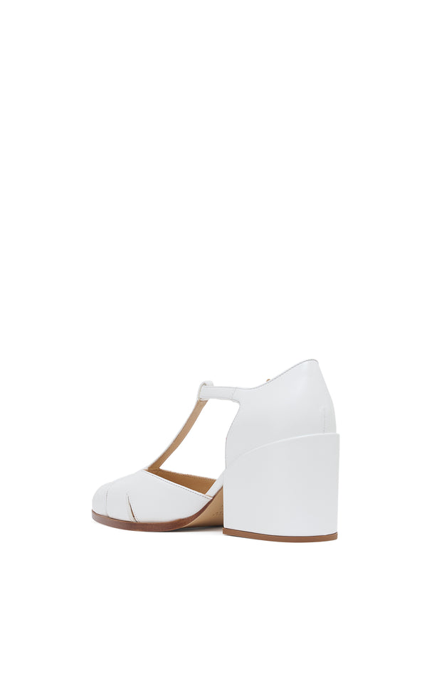 Gabriela Hearst Evita T-Strap Heel In Pearlized White Leather