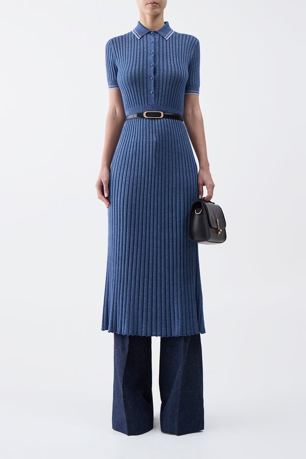 Gabriela Hearst Eyot Knit Maxi Dress In Denim Blue Cashmere Silk