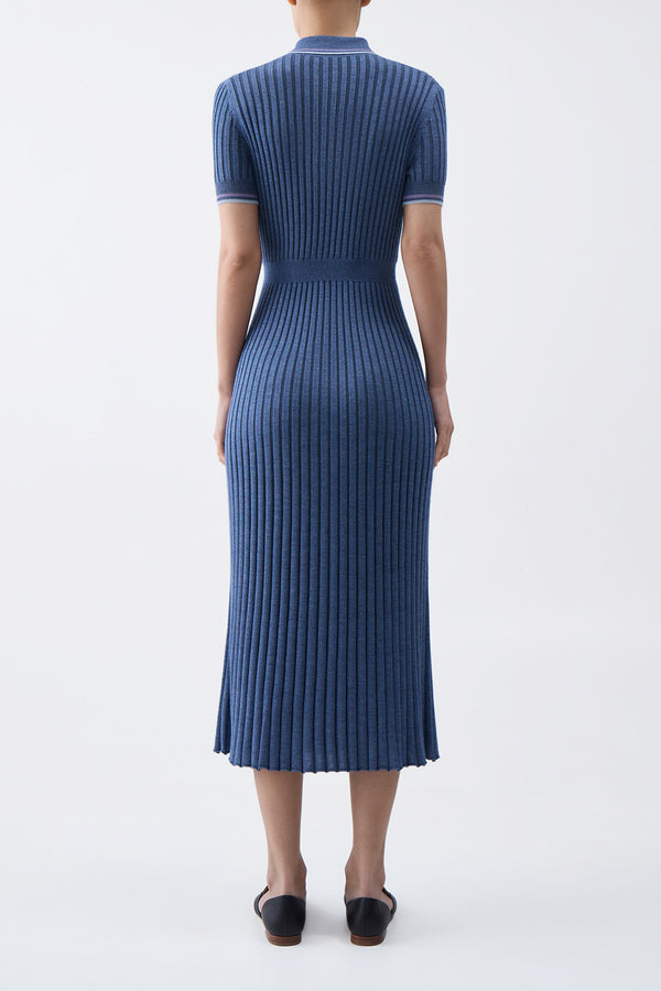 Gabriela Hearst Eyot Knit Maxi Dress In Denim Blue Cashmere Silk
