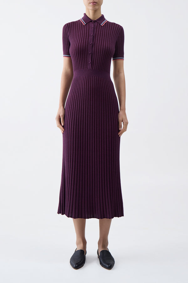 Gabriela Hearst Eyot Knit Maxi Dress In Italian Plum Cashmere Silk