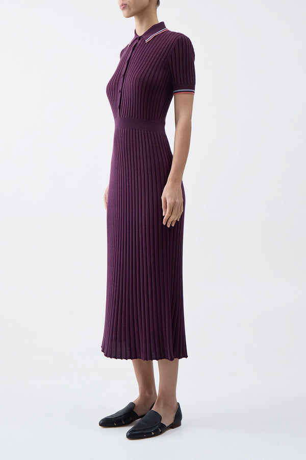 Gabriela Hearst Eyot Knit Maxi Dress In Italian Plum Cashmere Silk