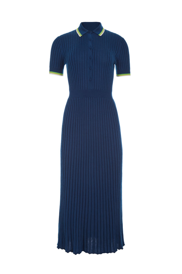 gabriela hearst Eyot Knit Maxi Dress in Washed Denim Cashmere Silk
