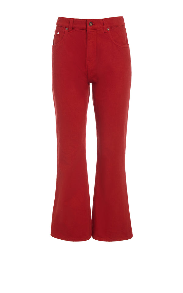 gabriela hearst Ezra Bootcut Cropped Jean in Antelope Orange Recycled Cotton Denim