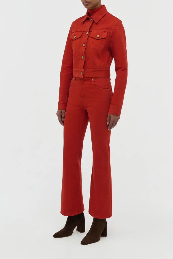 Gabriela Hearst Ezra Bootcut Cropped Jean In Antelope Orange Recycled Cotton Denim