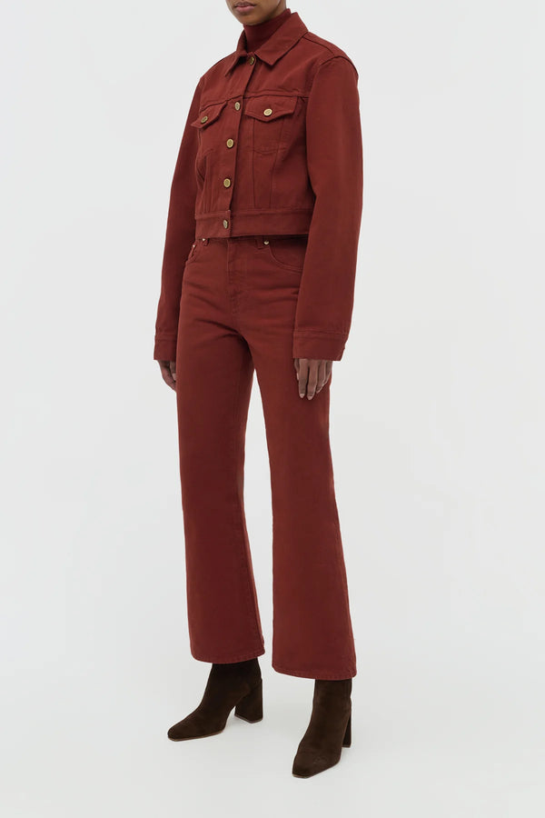 Gabriela Hearst Ezra Bootcut Cropped Jean In Burnt Sienna Recycled Cotton Denim