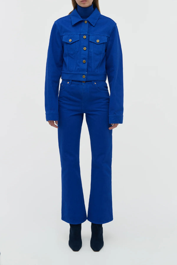 Gabriela Hearst Ezra Bootcut Cropped Jean In Cobalt Recycled Cotton Denim