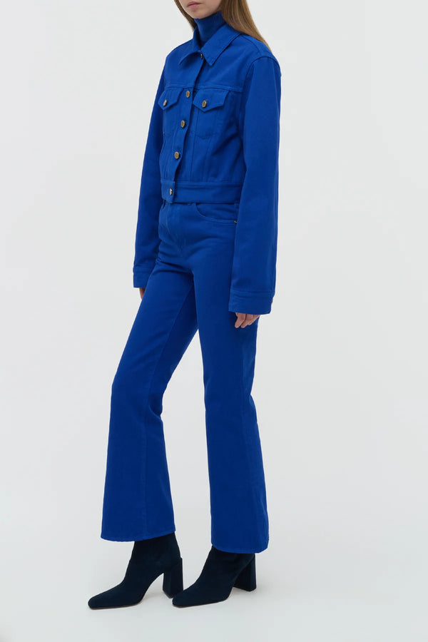 Gabriela Hearst Ezra Bootcut Cropped Jean In Cobalt Recycled Cotton Denim