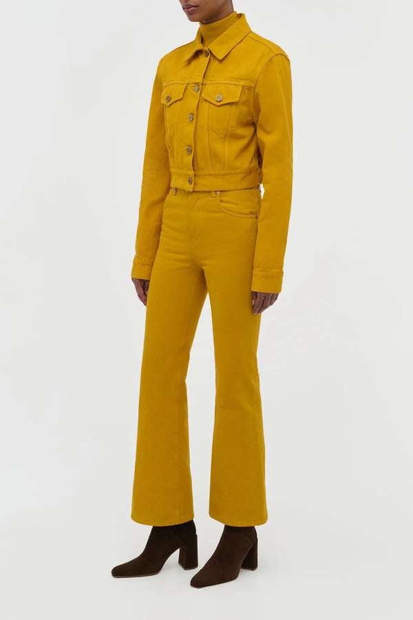 Gabriela Hearst Ezra Bootcut Cropped Jean In Golden Birch Recycled Cotton Denim