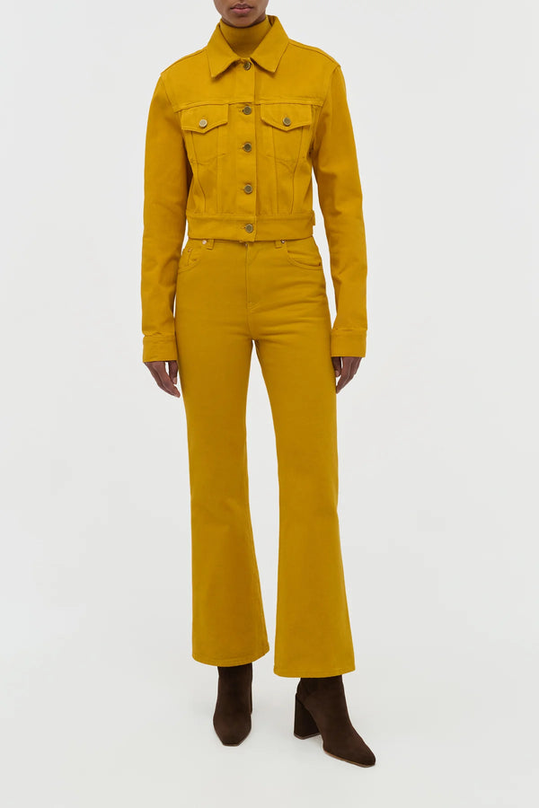 Gabriela Hearst Ezra Bootcut Cropped Jean In Golden Birch Recycled Cotton Denim