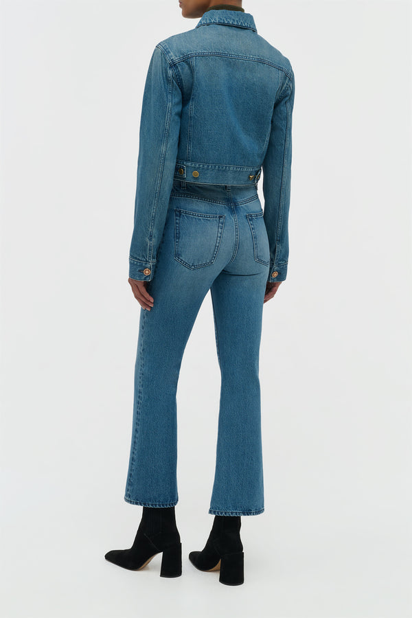 Gabriela Hearst Ezra Bootcut Cropped Jean In Uruguayan Blue Recycled Cotton Denim
