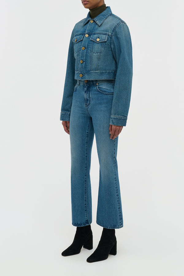 Gabriela Hearst Ezra Bootcut Cropped Jean In Uruguayan Blue Recycled Cotton Denim