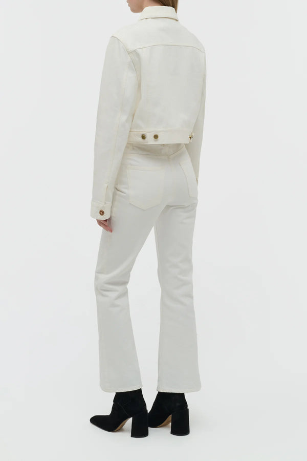 Gabriela Hearst Ezra Bootcut Cropped Jean In White Recycled Cotton Denim