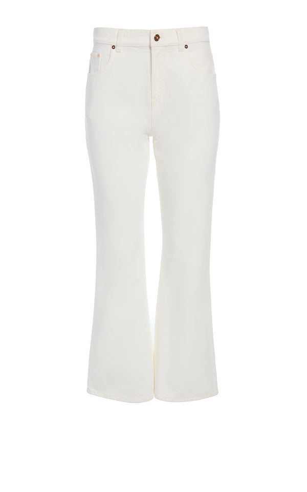 gabriela hearst Ezra Bootcut Cropped Jean in White Recycled Cotton Denim