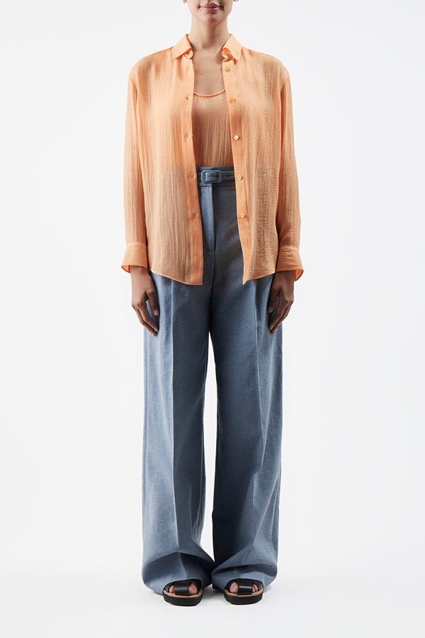 Gabriela Hearst Ferrara Shirt In Fluorescent Orange Cashmere Silk Gauze