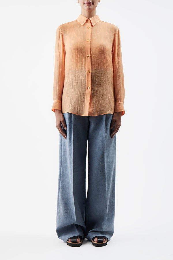 Gabriela Hearst Ferrara Shirt In Fluorescent Orange Cashmere Silk Gauze