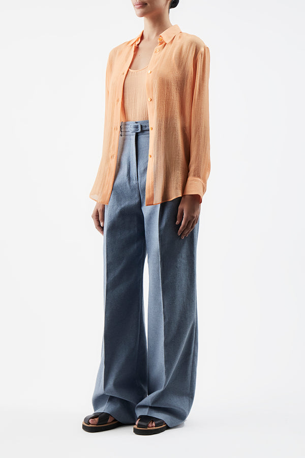 Gabriela Hearst Ferrara Shirt In Fluorescent Orange Cashmere Silk Gauze