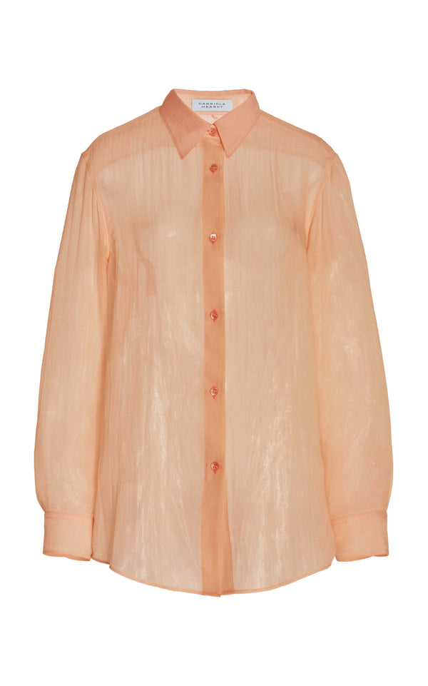 gabriela hearst Ferrara Shirt in Fluorescent Orange Cashmere Silk Gauze