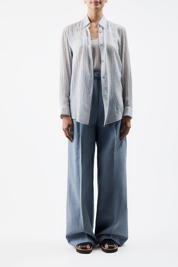 Gabriela Hearst Ferrara Shirt In Light Blue Cashmere Silk Gauze